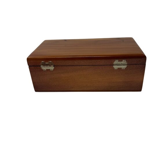 Vtg Lane Cedar Keepsake Box Exposures Jewelry Trinket Storage Rustic Wood Decor - Picture 4 of 9